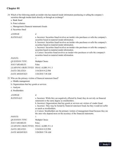Test Bank for Fraud Examination, 6th Edition - Page 14 preview image