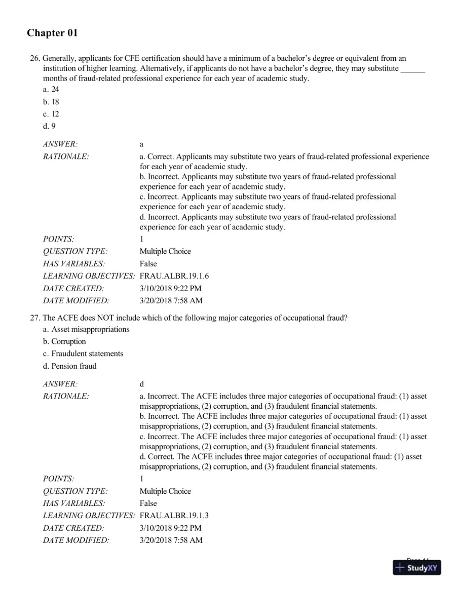 Test Bank for Fraud Examination, 6th Edition, page 15