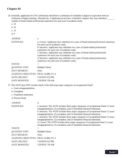 Test Bank for Fraud Examination, 6th Edition - Page 15 preview image