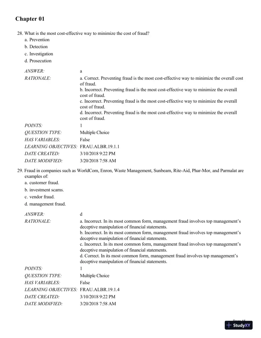 Test Bank for Fraud Examination, 6th Edition, page 16