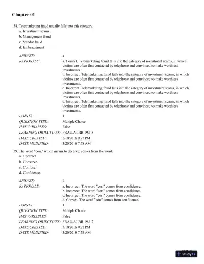 Test Bank for Fraud Examination, 6th Edition - Page 21 preview image
