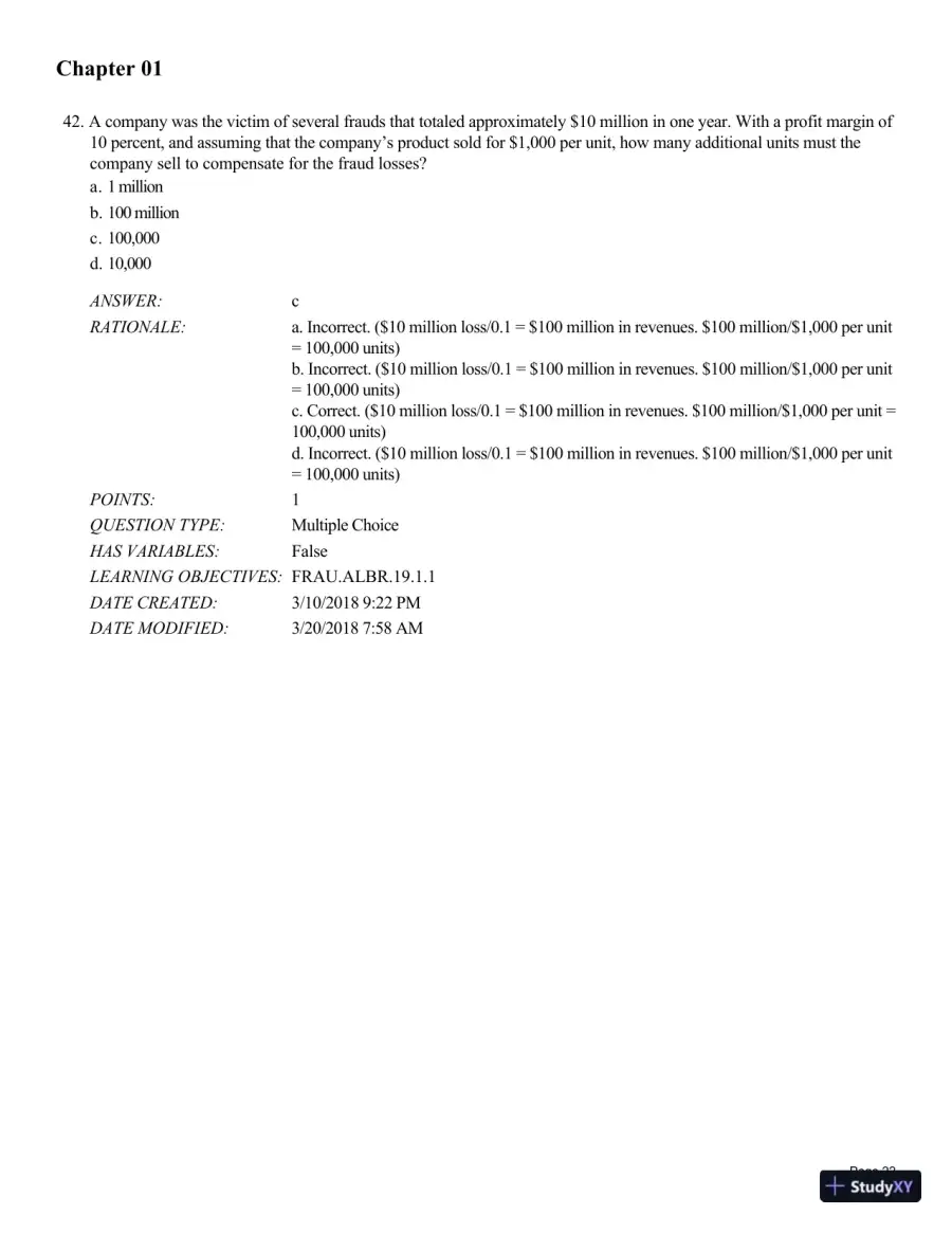 Test Bank for Fraud Examination, 6th Edition, page 23