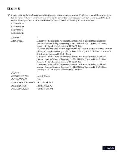 Test Bank for Fraud Examination, 6th Edition - Page 24 preview image