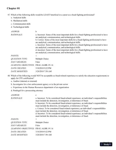 Test Bank for Fraud Examination, 6th Edition - Page 27 preview image