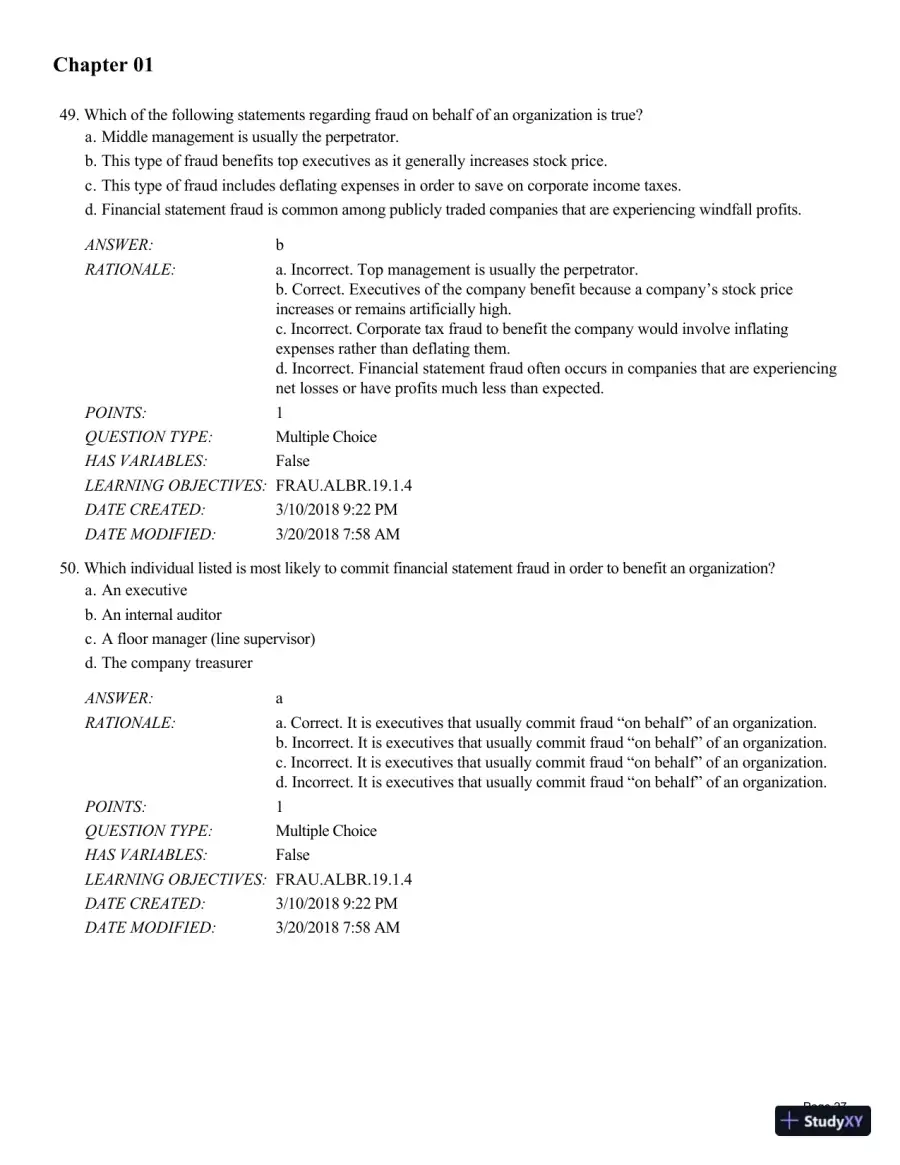 Test Bank for Fraud Examination, 6th Edition, page 28