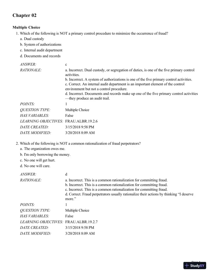 Test Bank for Fraud Examination, 6th Edition, page 29