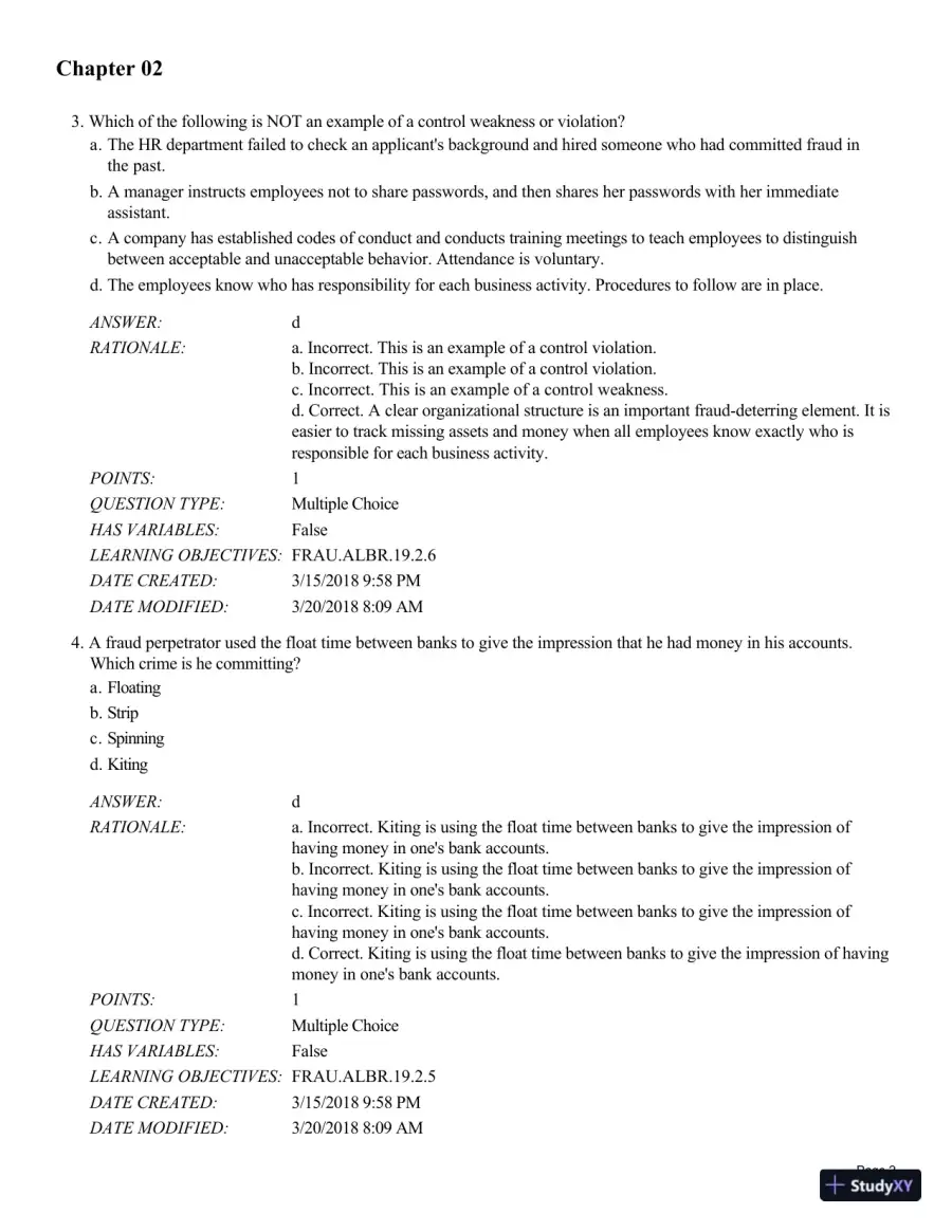 Test Bank for Fraud Examination, 6th Edition, page 30