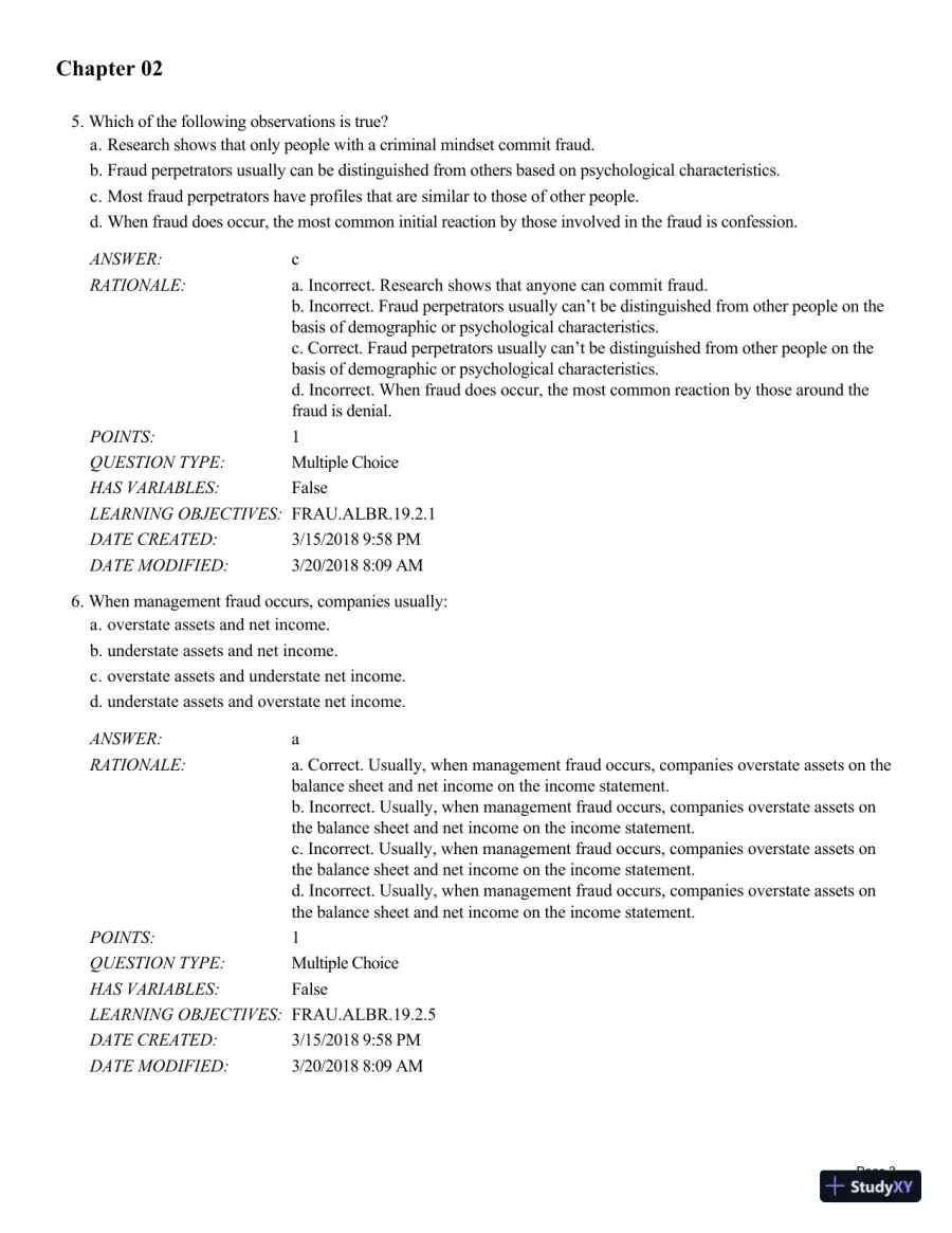 Test Bank for Fraud Examination, 6th Edition, page 31