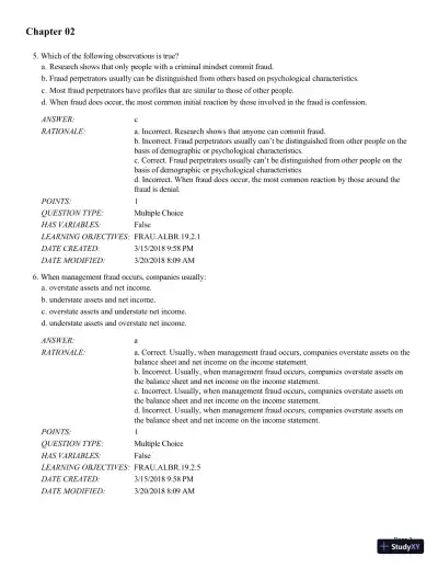 Test Bank for Fraud Examination, 6th Edition - Page 31 preview image