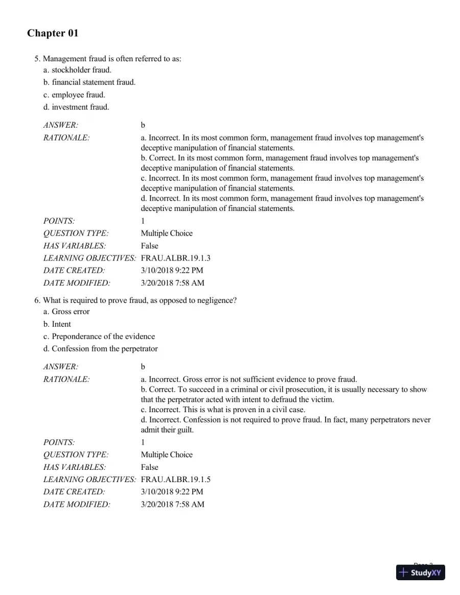 Test Bank for Fraud Examination, 6th Edition, page 4
