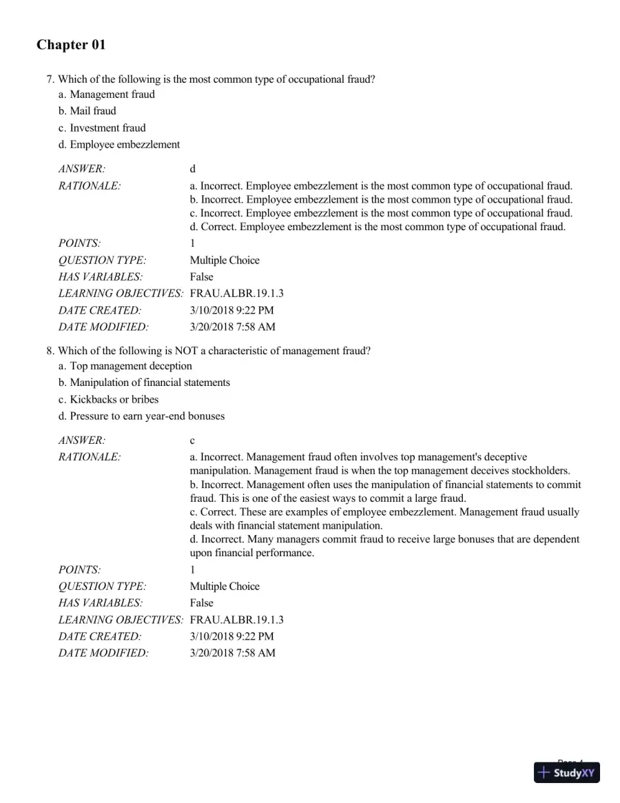 Test Bank for Fraud Examination, 6th Edition, page 5