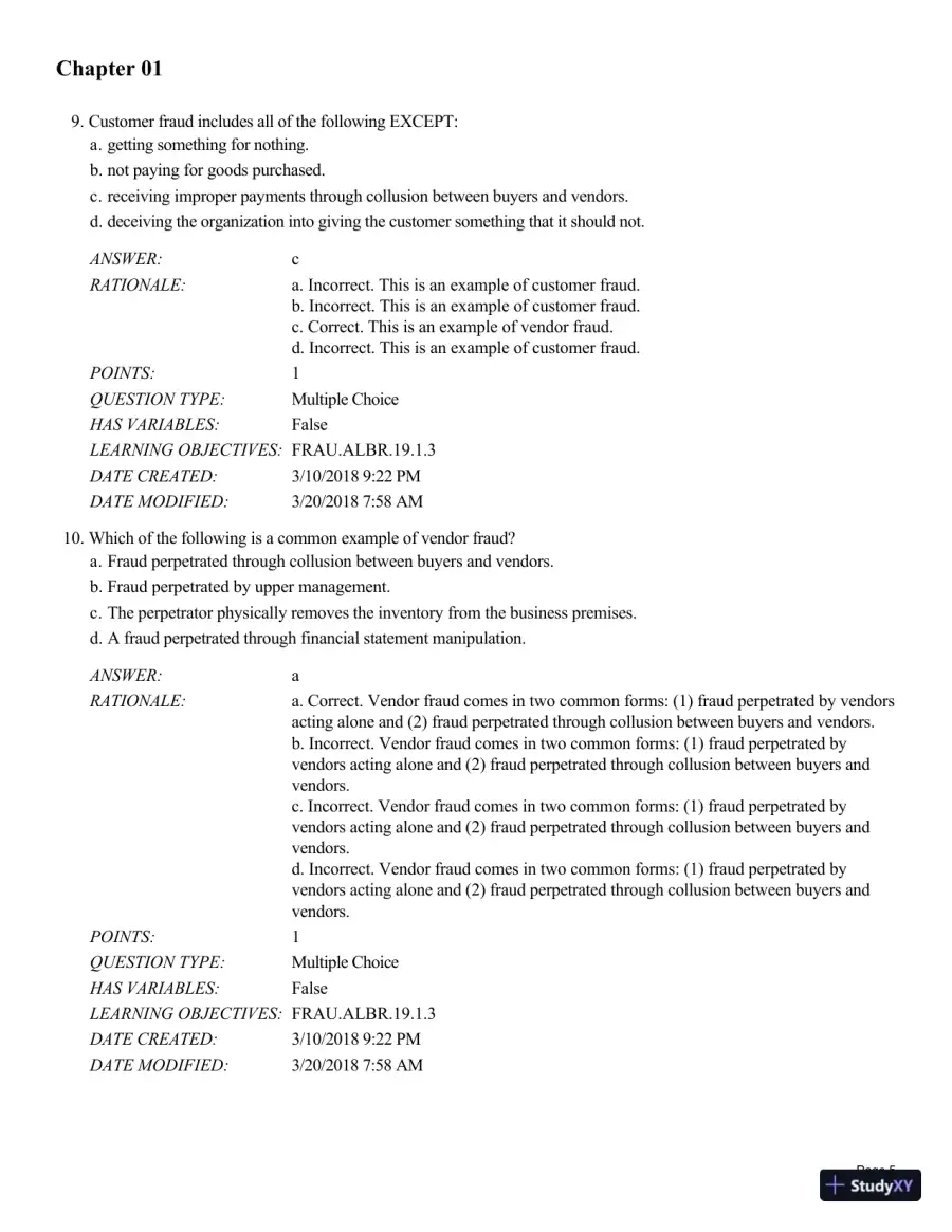 Test Bank for Fraud Examination, 6th Edition, page 6