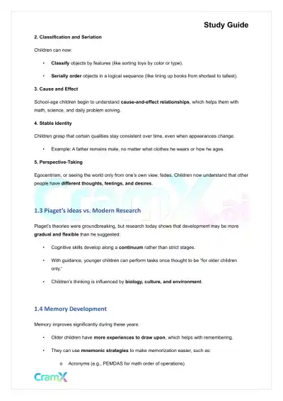 Developmental Psychology - Physical, Cognitive Development Age 7–11 - Page 2 preview image