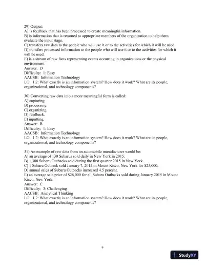 Test Bank for Essentials of MIS, 12th Edition - Page 10 preview image