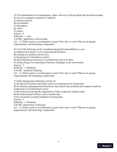 Test Bank for Essentials of MIS, 12th Edition - Page 12 preview image