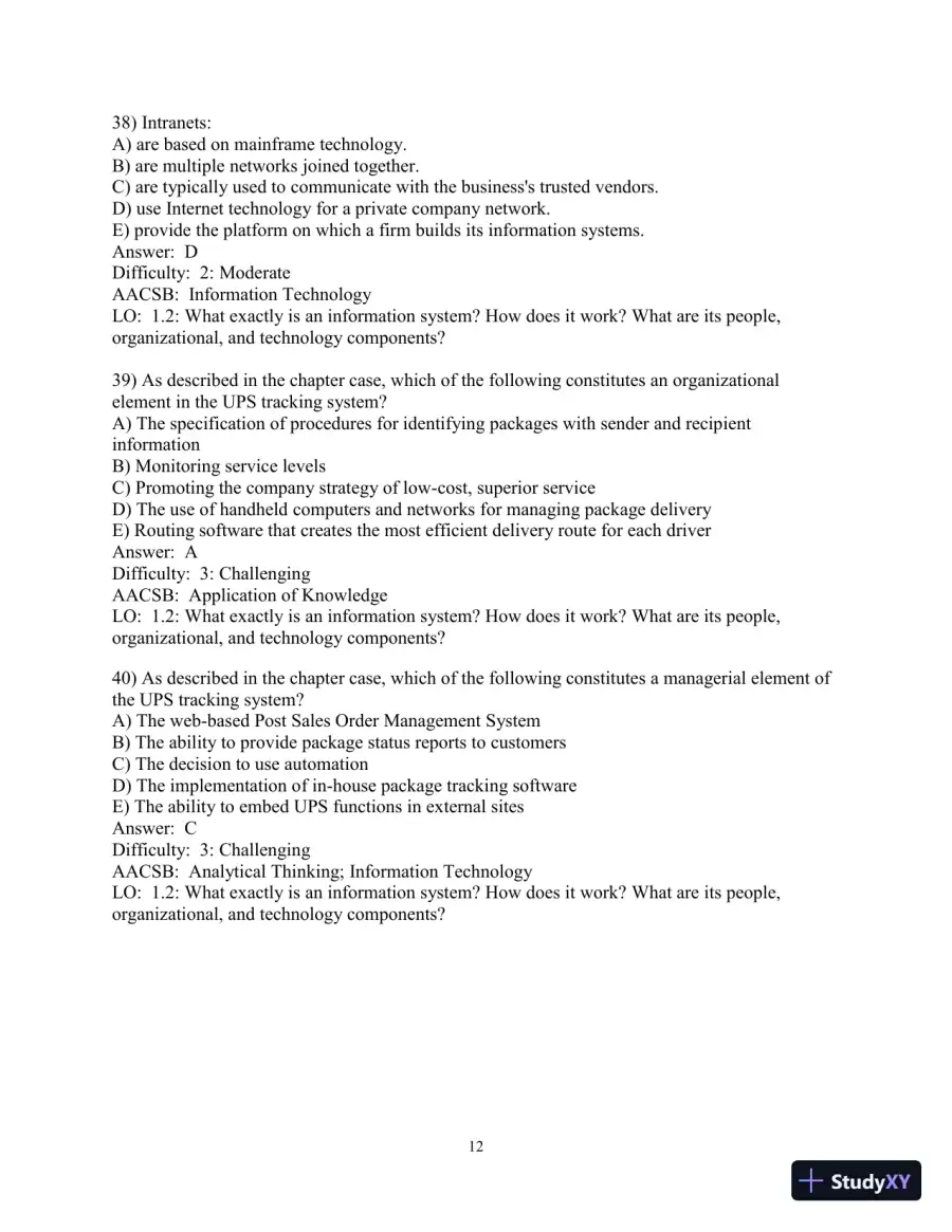 Test Bank for Essentials of MIS, 12th Edition, page 13
