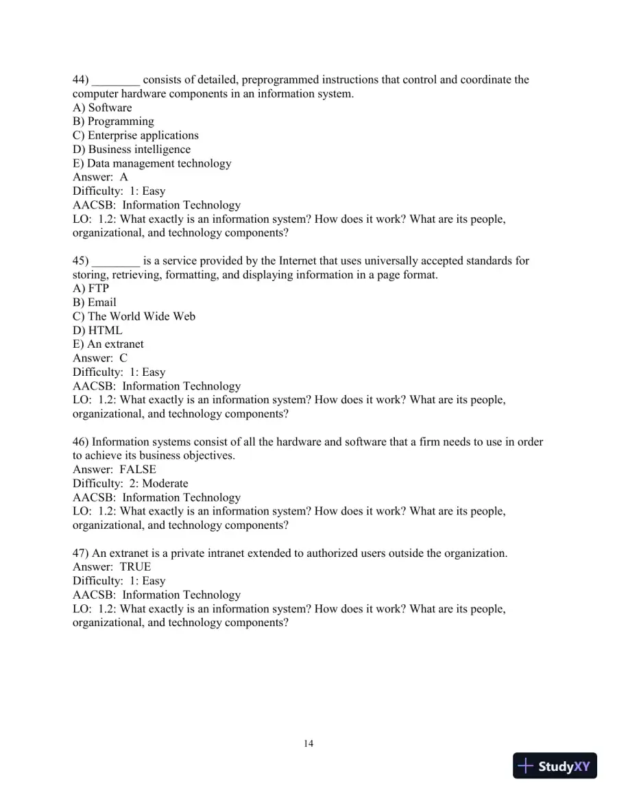 Test Bank for Essentials of MIS, 12th Edition, page 15