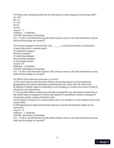 Test Bank for Essentials of MIS, 12th Edition - Page 28 preview image