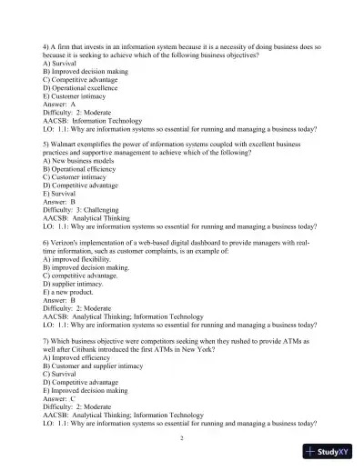 Test Bank for Essentials of MIS, 12th Edition - Page 3 preview image