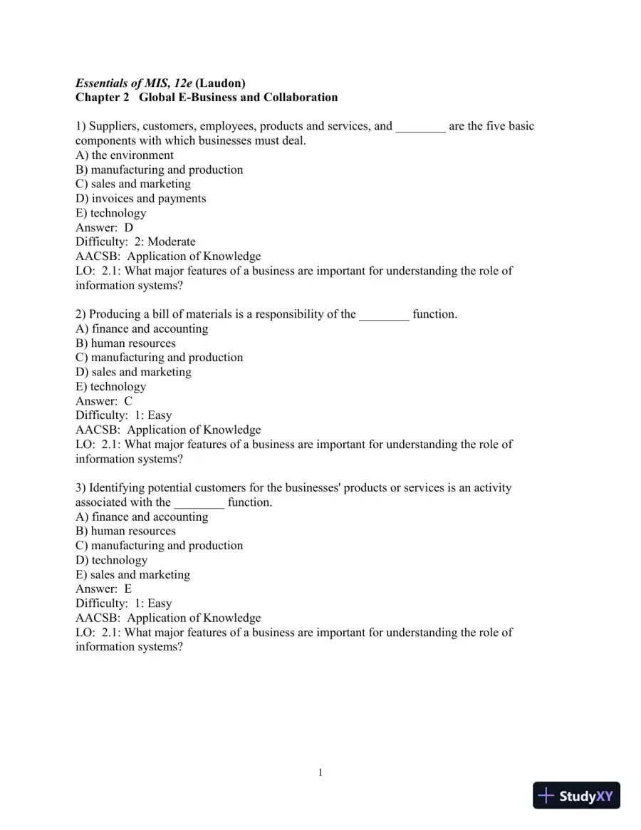 Test Bank for Essentials of MIS, 12th Edition, page 31