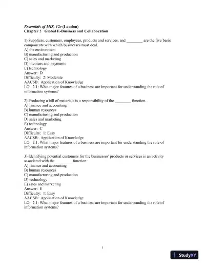 Test Bank for Essentials of MIS, 12th Edition - Page 31 preview image