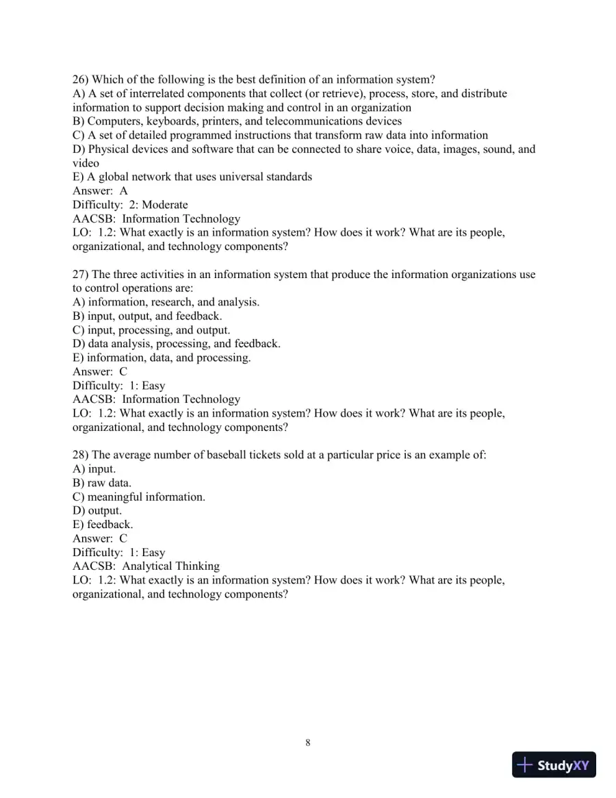 Test Bank for Essentials of MIS, 12th Edition, page 9