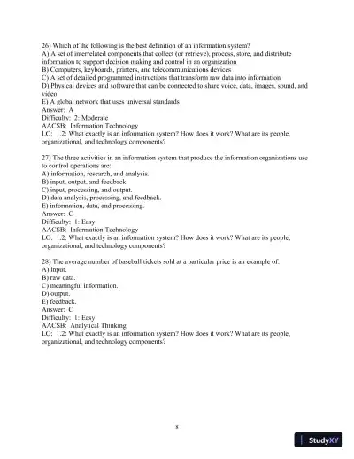 Test Bank for Essentials of MIS, 12th Edition - Page 9 preview image