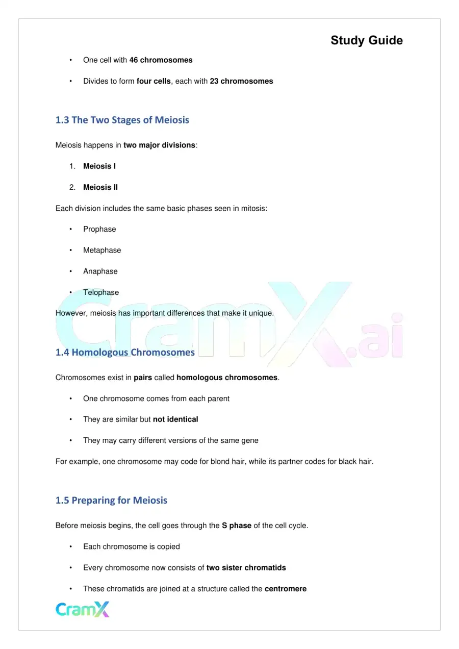 Biology - Meiosis and Gamete Formation, page 2