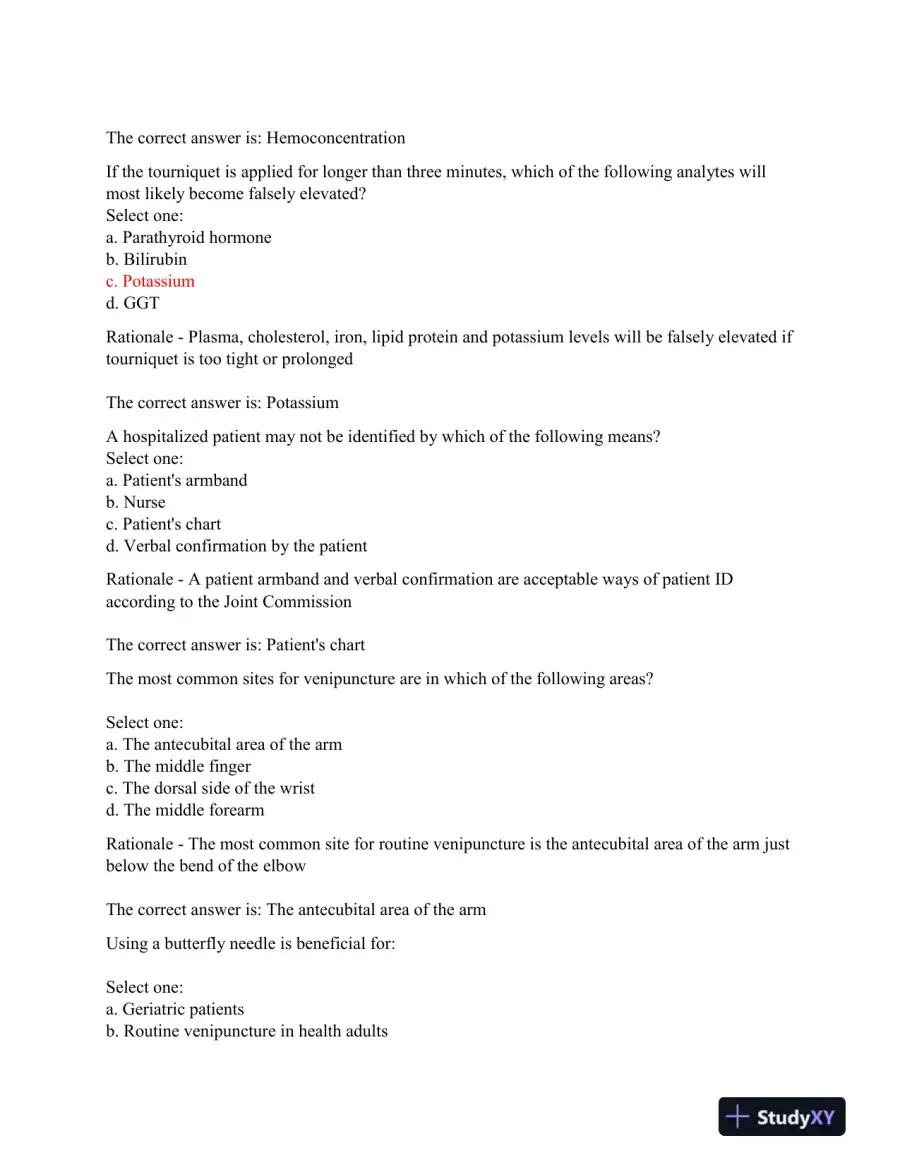 2023-2024 AMCA Hematology Phlebotomy Exam With Answers (60 Solved Questions), page 6