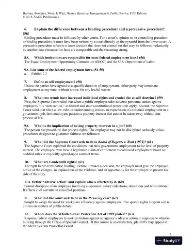 Human Resource Management in Public Service: Paradoxes, Processes, and Problems Fifth Edition Test Bank - Page 10 preview image