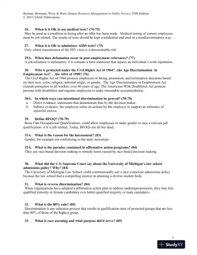 Human Resource Management in Public Service: Paradoxes, Processes, and Problems Fifth Edition Test Bank - Page 13 preview image