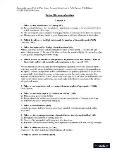 Human Resource Management in Public Service: Paradoxes, Processes, and Problems Fifth Edition Test Bank - Page 15 preview image