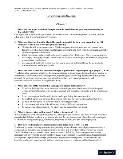 Human Resource Management in Public Service: Paradoxes, Processes, and Problems Fifth Edition Test Bank - Page 4 preview image
