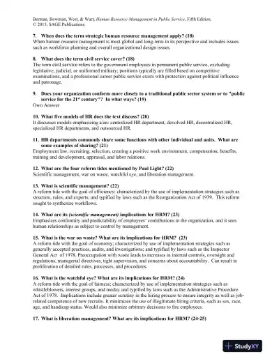 Human Resource Management in Public Service: Paradoxes, Processes, and Problems Fifth Edition Test Bank - Page 5 preview image