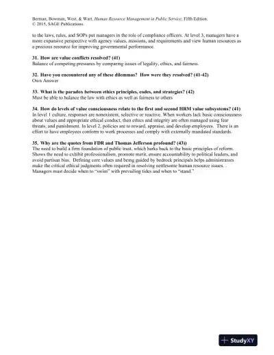Human Resource Management in Public Service: Paradoxes, Processes, and Problems Fifth Edition Test Bank - Page 8 preview image