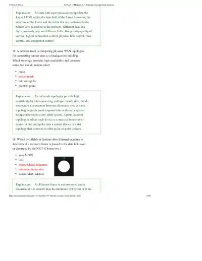 Ethernet Concepts Exam Answers - Page 11 preview image