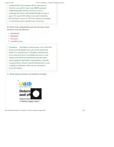 Ethernet Concepts Exam Answers - Page 12 preview image