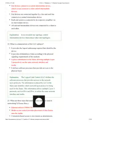 Ethernet Concepts Exam Answers - Page 13 preview image