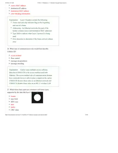 Ethernet Concepts Exam Answers - Page 15 preview image