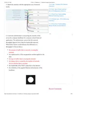 Ethernet Concepts Exam Answers - Page 4 preview image