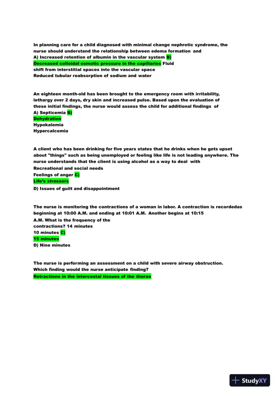 2022 HESI Child Care Exit Exam Version 2 With Answers (159 Solved Questions), page 10