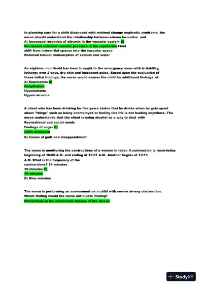 2022 HESI Child Care Exit Exam Version 2 With Answers (159 Solved Questions) - Page 10 preview image