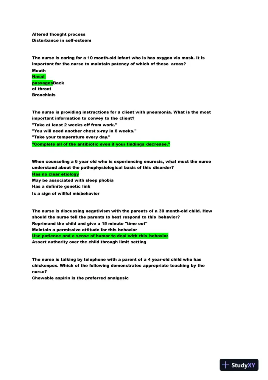 2022 HESI Child Care Exit Exam Version 2 With Answers (159 Solved Questions), page 5