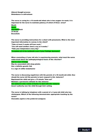 2022 HESI Child Care Exit Exam Version 2 With Answers (159 Solved Questions) - Page 5 preview image