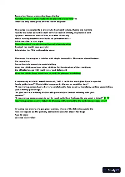 2022 HESI Child Care Exit Exam Version 2 With Answers (159 Solved Questions) - Page 6 preview image