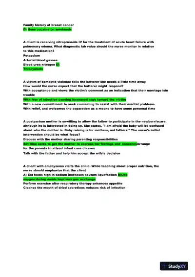 2022 HESI Child Care Exit Exam Version 2 With Answers (159 Solved Questions) - Page 7 preview image