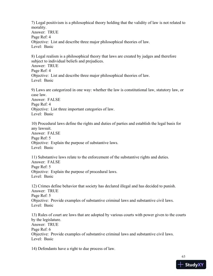 Test Bank for Introduction To Law  , 6th Edition, page 10