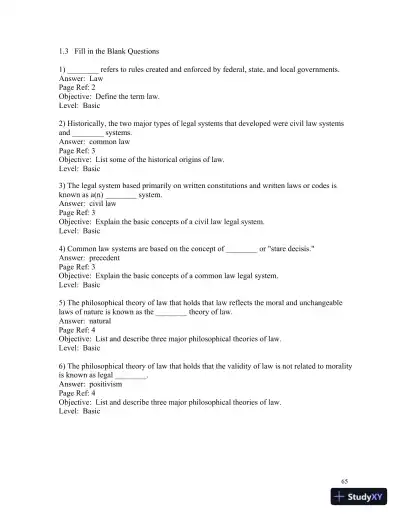 Test Bank for Introduction To Law , 6th Edition - Page 12 preview image