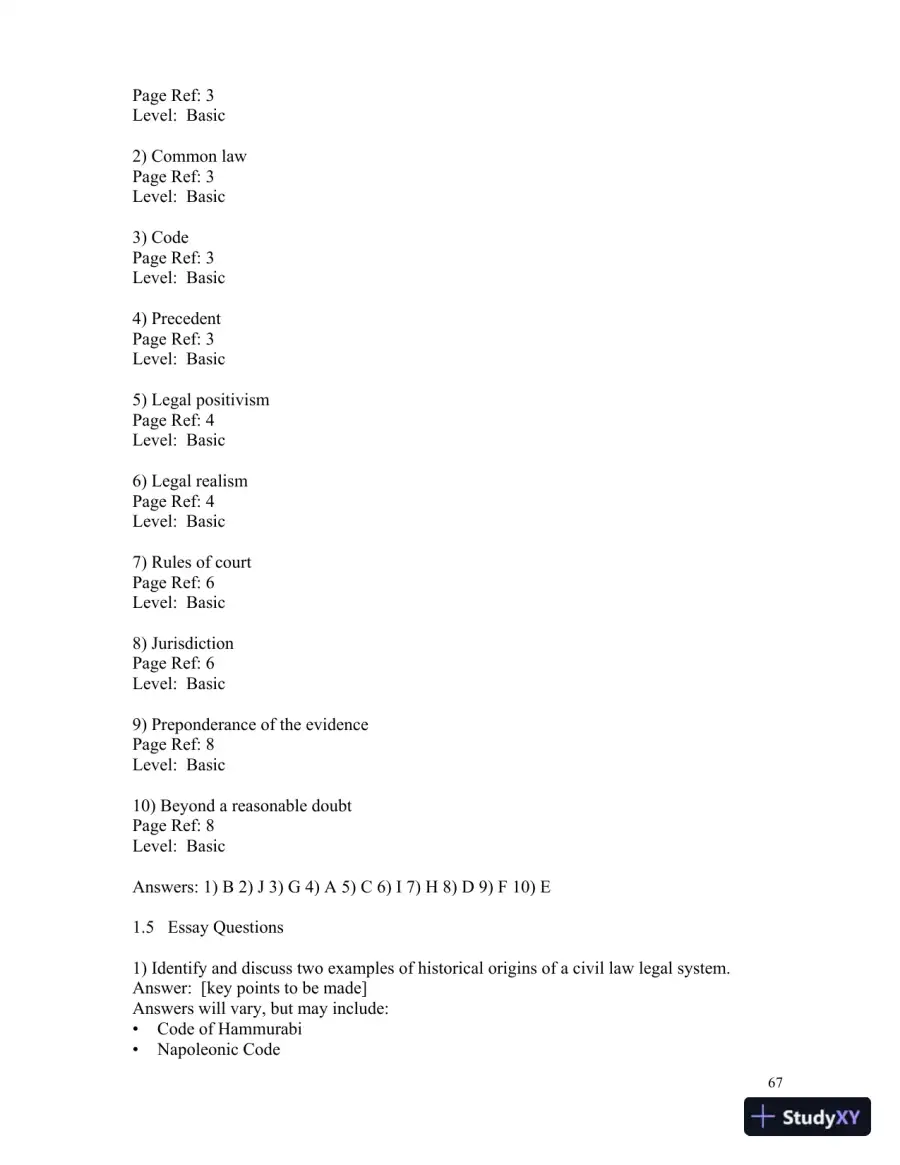 Test Bank for Introduction To Law  , 6th Edition, page 14
