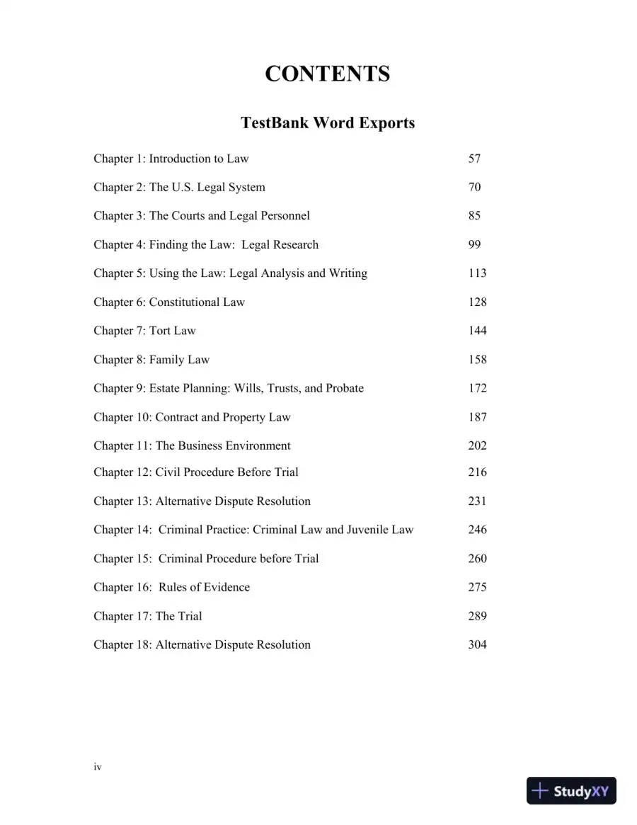 Test Bank for Introduction To Law  , 6th Edition, page 3